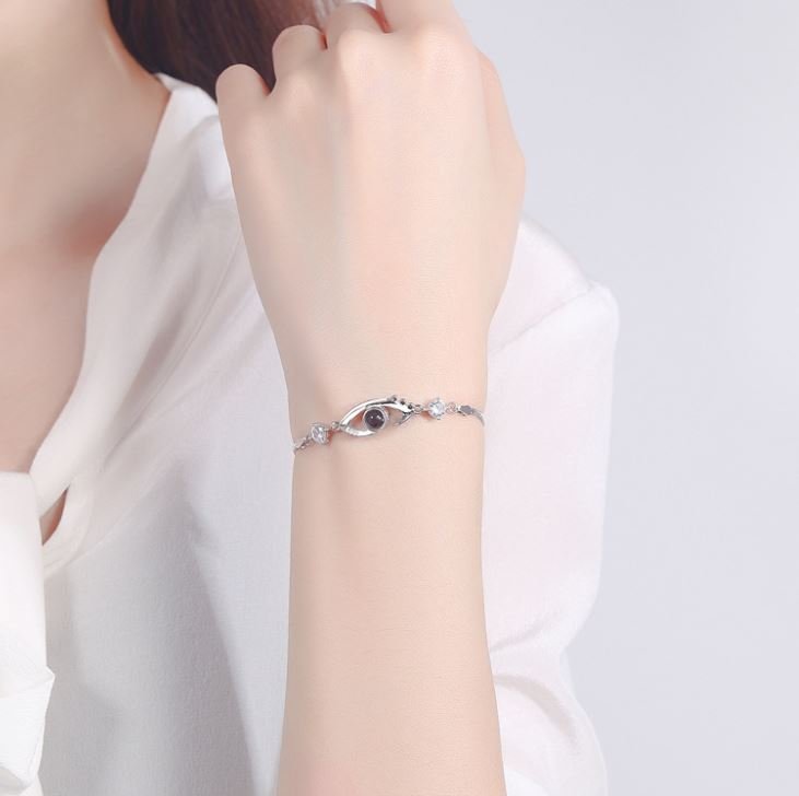 925 Cubic Zirconia Silver Turkish Eye Charm Bracelet
