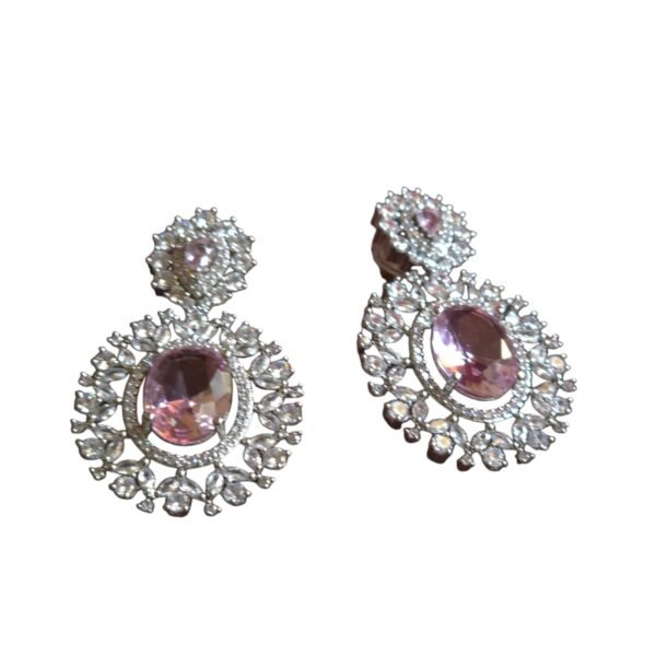 American diamond light pink earrings